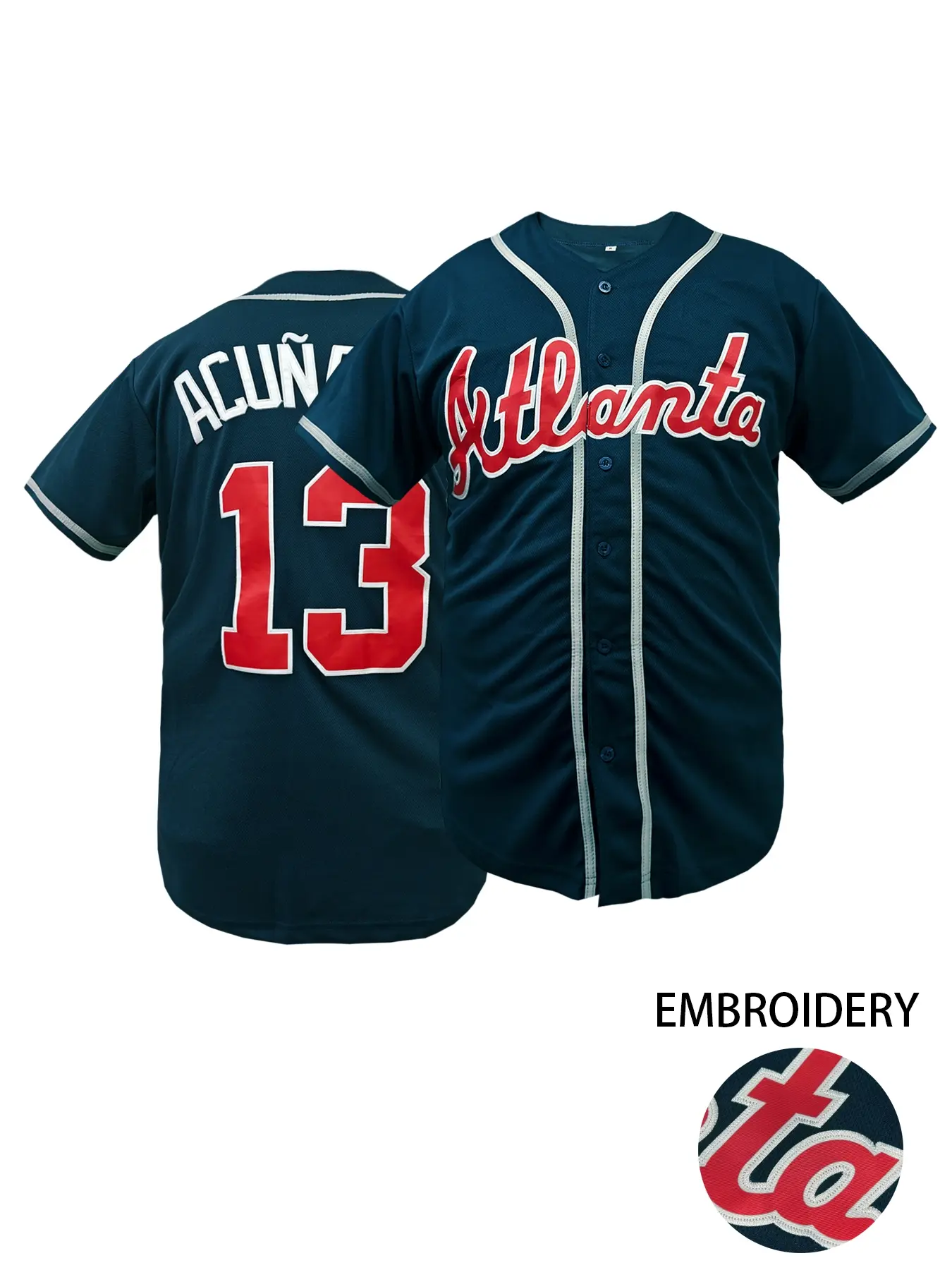 Men's Atlanta #12 Embroidered Baseball Jersey, Casual V-Neck Short Sleeve Baseball Shirt, Breathable Loose Fit Sportswear, Sports Clothing, Sports Apparel, Perfect for Outdoor Sports & Daily Wear, Unisex Style, Gift for Training