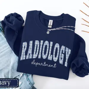 Radiology Department Sweatshirt • RAD Tech Blue Gingham Work Sweater • Xray Tech Gifts • Radiology Graduation Gifts • Radiologist Pullover