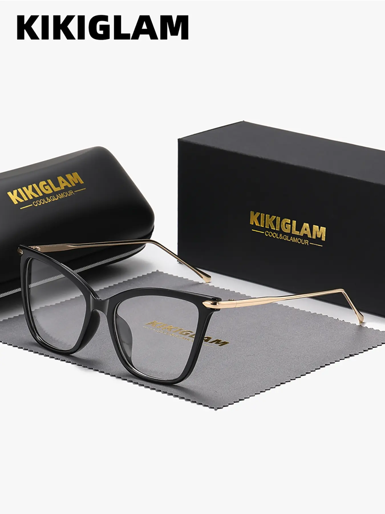 KIKIGLAM 1 Piece Unisex Full Frame Plano Glasses，High Definition Cat Eye Frame Plano Glasses，Cute Frames Boosting Approachability