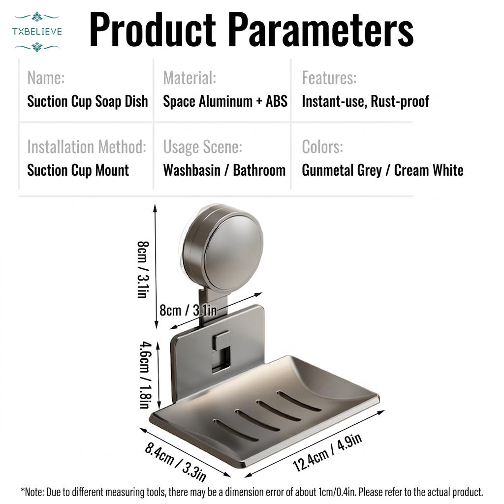 Strong Suction Cup Soap Dish Holders Sturdy Aluminum ABS Wall Mounted Draining Soap Box for Bathroom and Kitchen Strong Suction Cup Soap Dish Holders Sturdy Aluminum ABS Wall Mounted Draining Soap Box for Bathroom and Kitchen