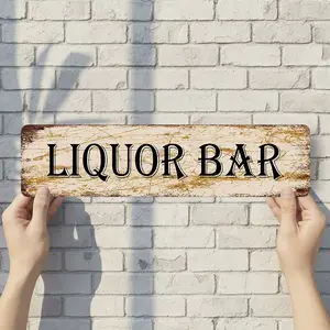 Liquor Bar - Vintage Style Street Sign - Aluminum Wall Art & Room Decor for Garage Bar Bedroom Farmhouse Home - 16" x 4" Rust Free Metal Poster