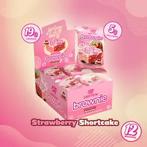 Strawberry Shortcake Prime Bites - 12 Pack Protein Brownies with 19g Protein & 5g Collagen - Fresh-Baked High Protein Snack with Sprinkles & Low Sugar