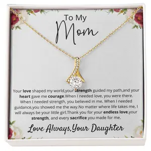 To My Mom Necklace From Daughter – Heart Necklace Gift for Mom, Meaningful Jewelry Gift for Mother, Birthday Christmas Mother’s Day Gift