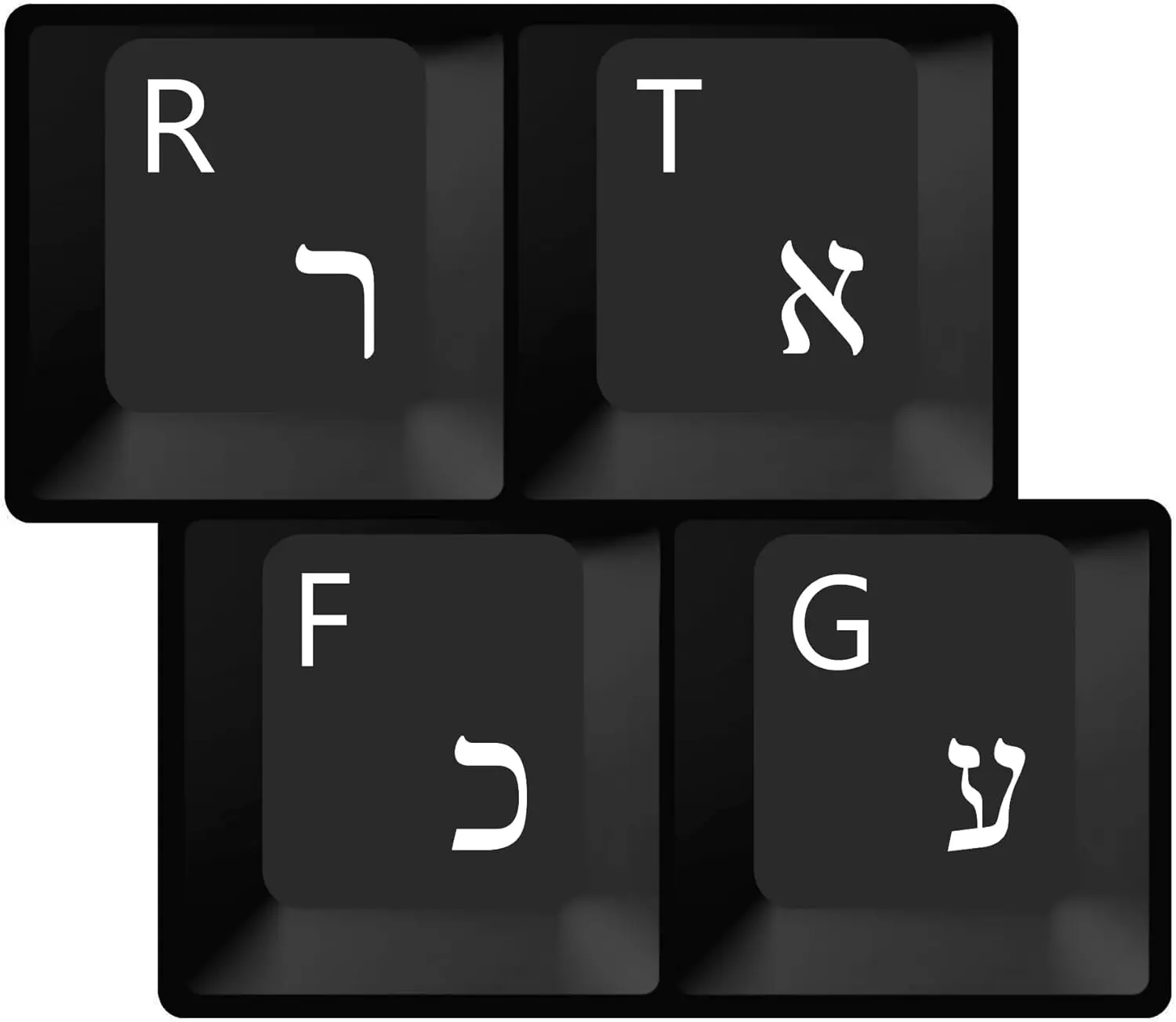 HQRP Hebrew Keyboard Stickers White Letters on Transparent Background for All Keyboards PC Desktops Laptop Notebook