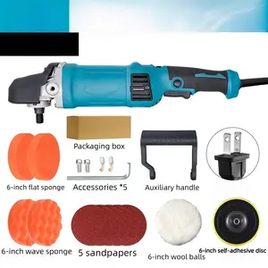 Buffer Polisher 6 Inch 1600w Rotating Car Buffer Polishing Waxing Machine, 7 Variable Speeds 1000-3500 Rpm, Detachable Handle