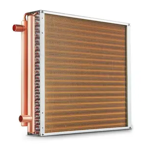 Heat Exchanger Water to Air, 20x 20 with 3-Row 3/8 Copper Ports, 242 Aluminum Fins Heat Exchanger for Outdoor Wood Furnaces, Residential Heating and Cooling, and Forced Air Heating