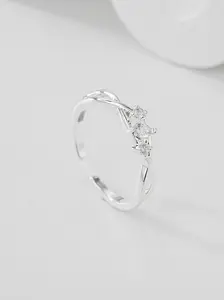 S925 Silver Cross Twist Zircon Open Ring, Hypoallergenic Adjustable Design, Elegant Everyday Jewelry, Perfect for Gifts