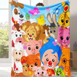 Plush Cartoon Flannel Blanket Soft Cozy Throw Gift for Kids Family & Friends Cute Warm Fleece Blanket for Bed Sofa Nap Travel Birthday Christmas Easter Holiday Gift