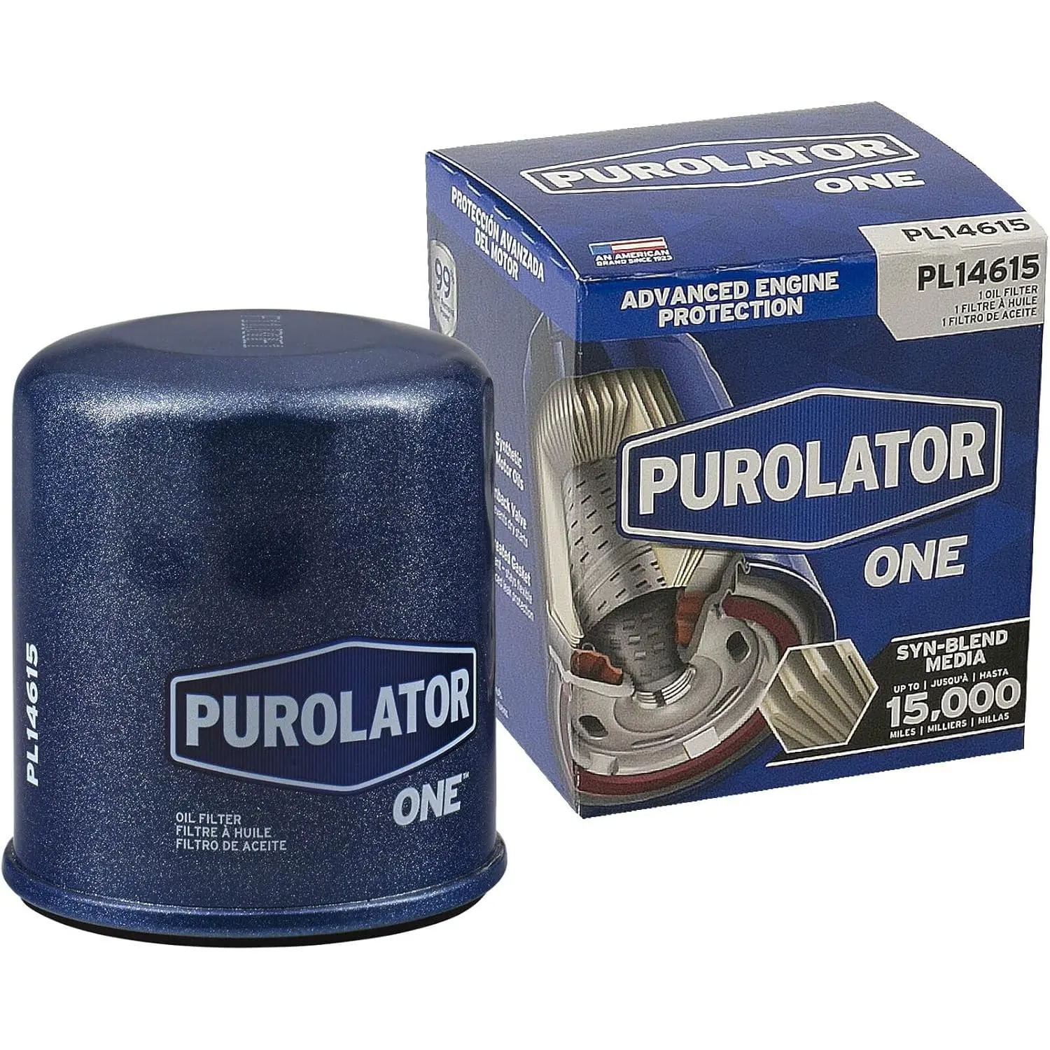 PurolatorONE PL14615 Spin-On Oil Filter, 1 Count (Pack of 1), 99% Dirt Removal, Amazon Confirmed Fit, Flexible Gasket, High-Density Synthetic Blend, Greater Wear Resistance, Metal End Caps, Dry Start Protection, Automotive & Motorcycle Engine Repair Use