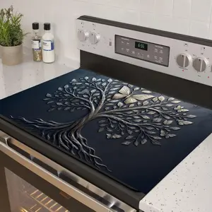 Stove Top Cover for Electric Stove, Tree of Life & Butterfly - Protects Cooktop, Kitchen Decor and Counter Protector