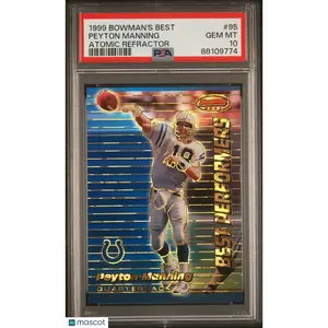 Peyton Manning 1999 Bowman's Best #95 Atomic Refractor Low Pop PSA 10