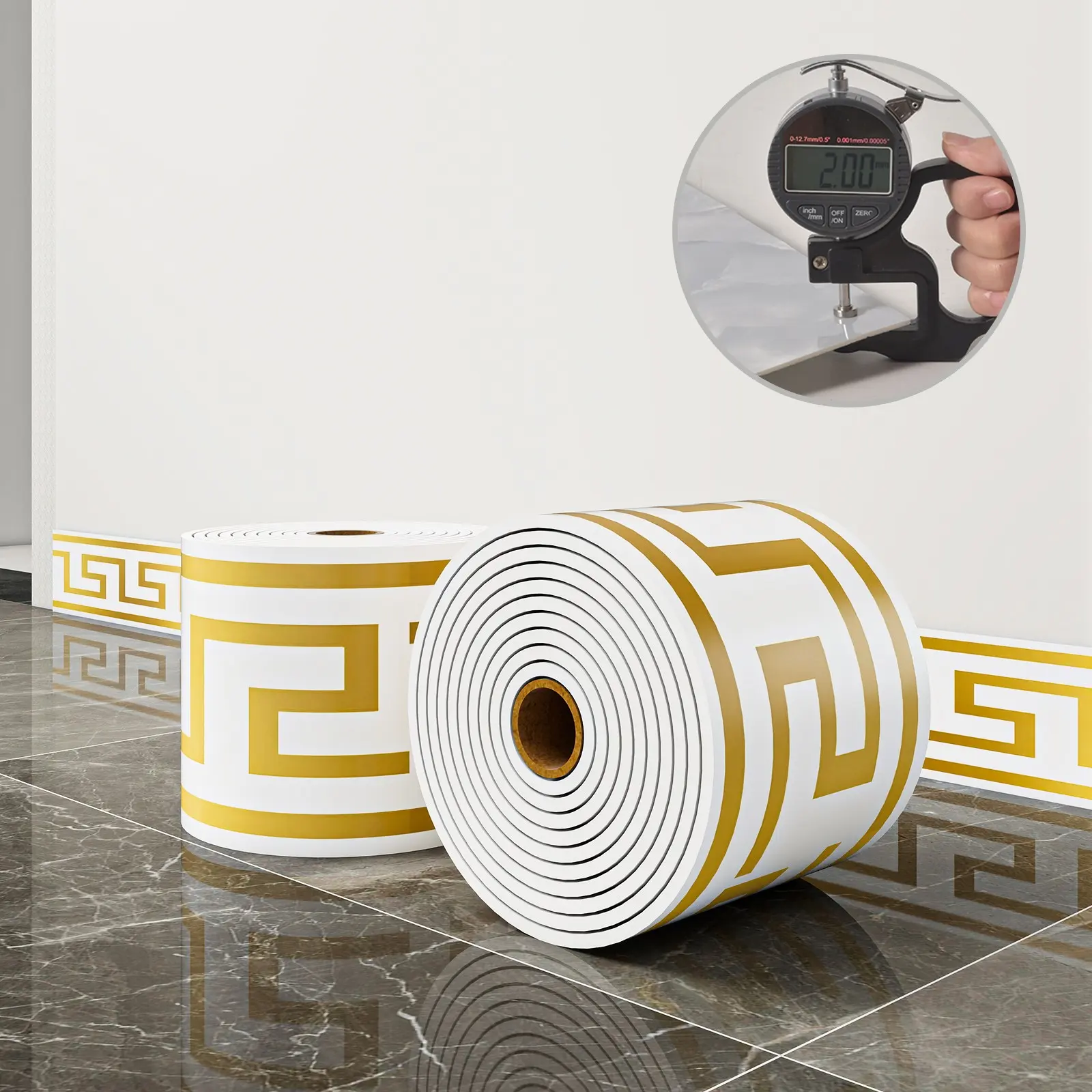 1 roll, 197 inches x 3.94 inches, thickened version, European-style marble wallpaper, Decorative wallpaper, self-adhesive PVC faux brick, peel and stick, DIY removable with no residue, waterproof, wear-resistant, long-lasting
