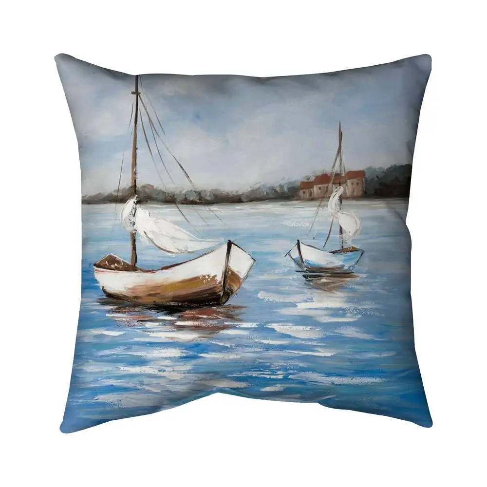 360 Stand 18x18 in Outdoor Throw Pillow - Boats Motif Printed Spun Polyester, Coastal Decor Accent, UV Resistant, Outdoor Cushions, Durable, Washable, Weather Resistant Cushion - 5542-1818-CO1, Durable Cushions, Washable Cushion