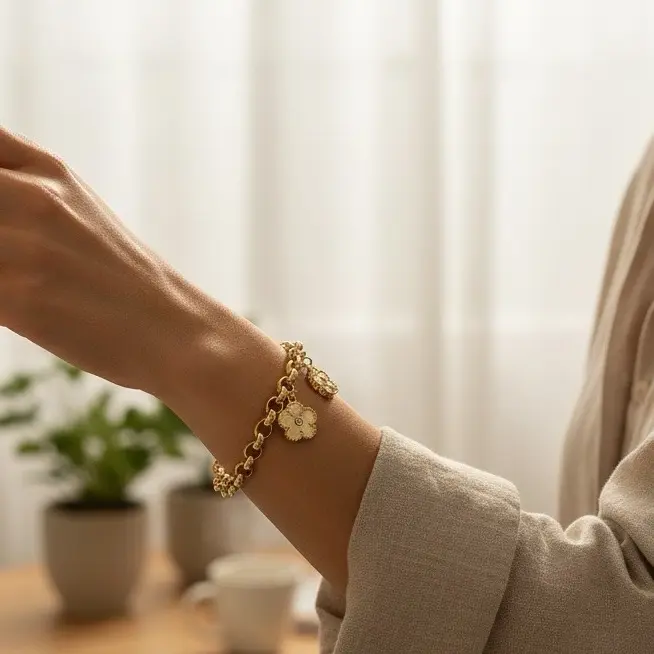 Brazalete #366 con flores que cuelgan