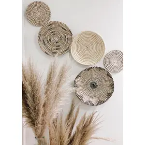 Boho Wall Basket Set of 5 Woven Baskets