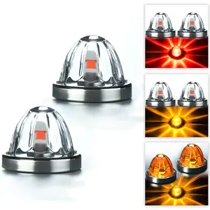 WAHMOTOTIN Glass Lens Watermelon Clearance Marker 12 LEDs Waterproof Design for Heavy-Duty Trucks DC 10-30V Turn Signal Light & Led Brake Tail Light
