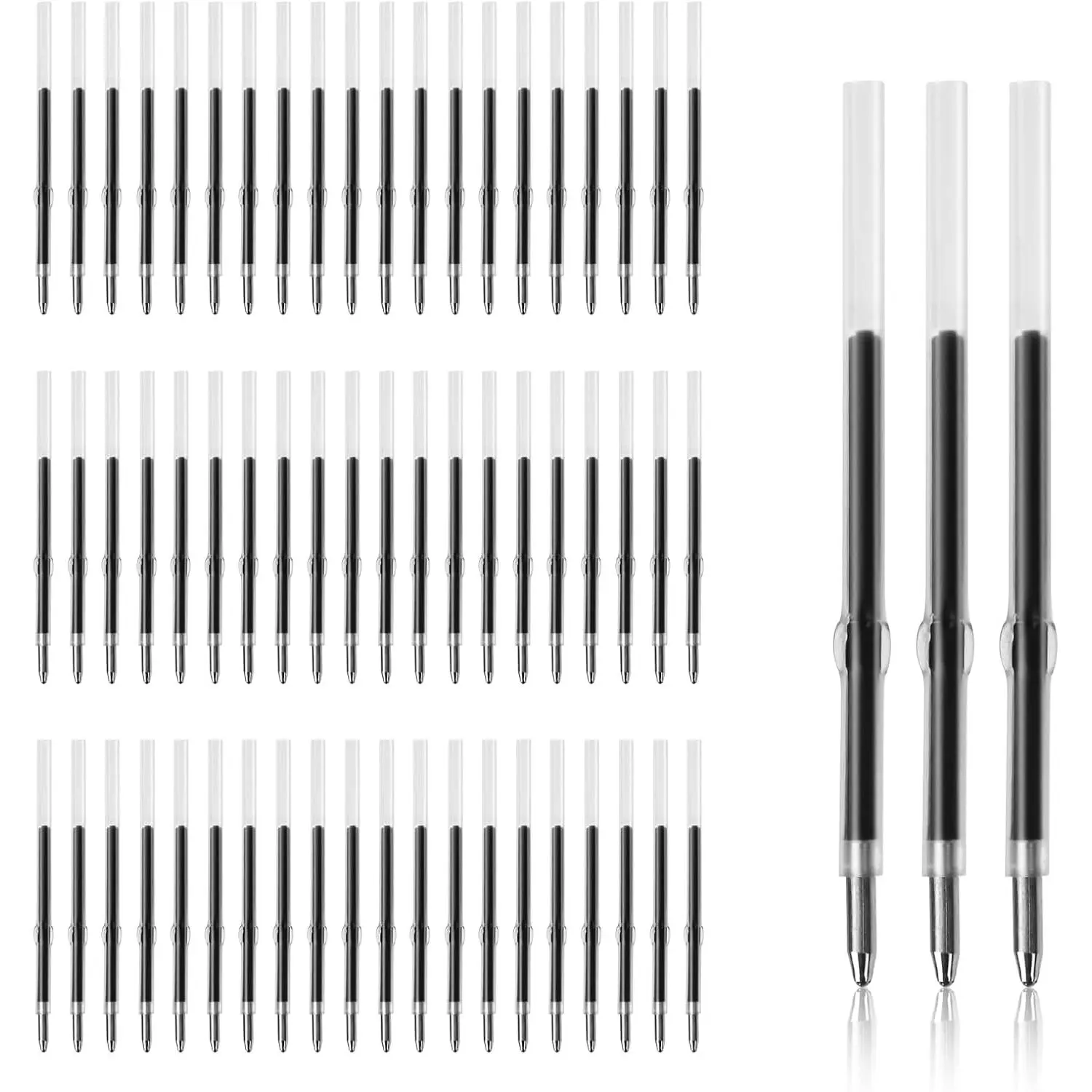 200 count Beadable Pens Refills, 1.0mm Black Ink Ballpoint Pen Refills Replaceable Refill for Plastic Bead Pen Student Teacher  School Office Supplies