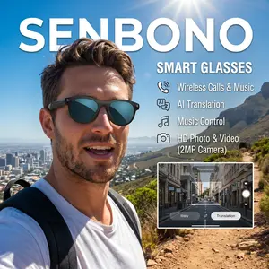 Senbono Ai Smart Glasses, Wireless Calling, 2mp HD Photography, Ai Translation, Ultra-Light Wear, Decorative Lens,  Rechargeable Battery