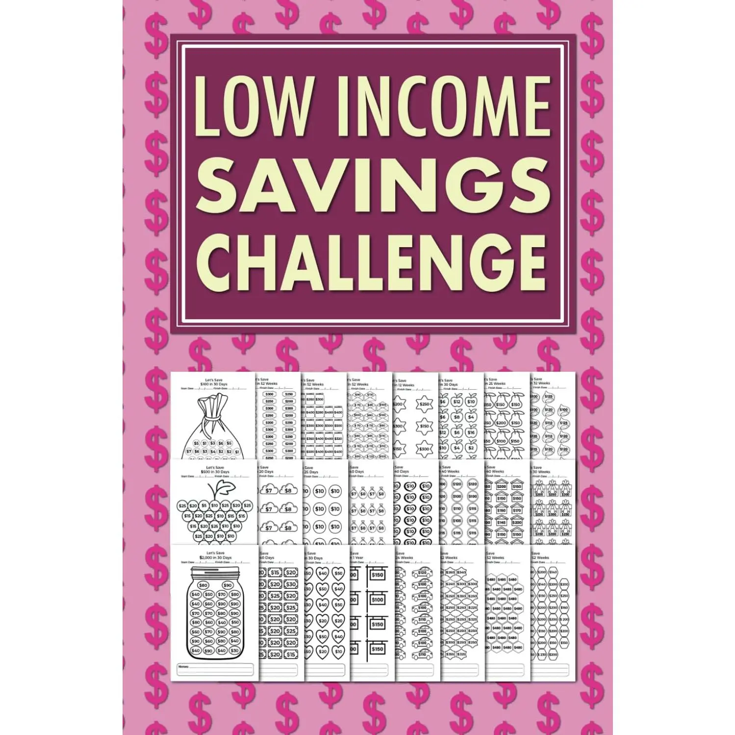 Low Income Savings Challenge English Soft Cover Paperback Book - 7.4oz Pocket-Size Guide for Low-Income Individuals, Simplifies Saving Money, $100 to $10000+ Target Savings Tracker, Convenient for Reading & Carrying