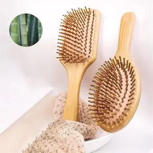 Marseilis Natural bamboo paddle comb air cushion comb scalp massage anti-static tangle free comb,Special for real hair wigs Brush