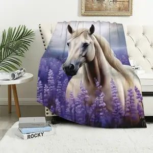 40"x50" Horse Blanket with Purple Lavender, Super Soft Throw Blankets for GirlsFather's Day Thanksgiving Halloween Valentine's Day Holiday Gifts tiktokshopspringglowup