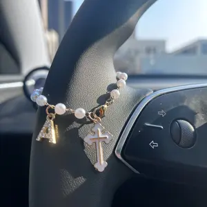 Car Steering Wheel Charm , Car Pearl Jewelry, Unique Fashion Gift, Automotive Decor, Car Interior Decoration, Stylish Car Accessory