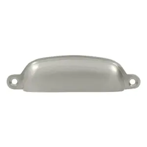 212 MAIN Deltana 4 in. Exposed Shell Pull - Satin Nickel Solid Door Hardware for Cabinet Drawers