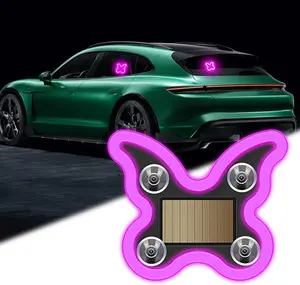 Car LED Interior Light, 6 Modes Butterfly  Ambient Light Solar-Powered&USB Charging LED Neon Light for Car Windoe Decoration(1Pcs)
