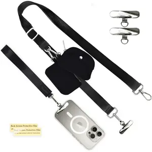 Clip and Go Strap for Phone with Wallet Crossbody Phone Lanyard Adjustable Strap with Detachable Wristlet Wallets