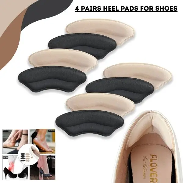 4 Pairs Heel Pads for Shoes, Heel Grips for Women & Men, Soft Cushion Inserts for Shoes Too Big, Blister Prevention & Heel Pain Relief, Comfortable Shoe Filler