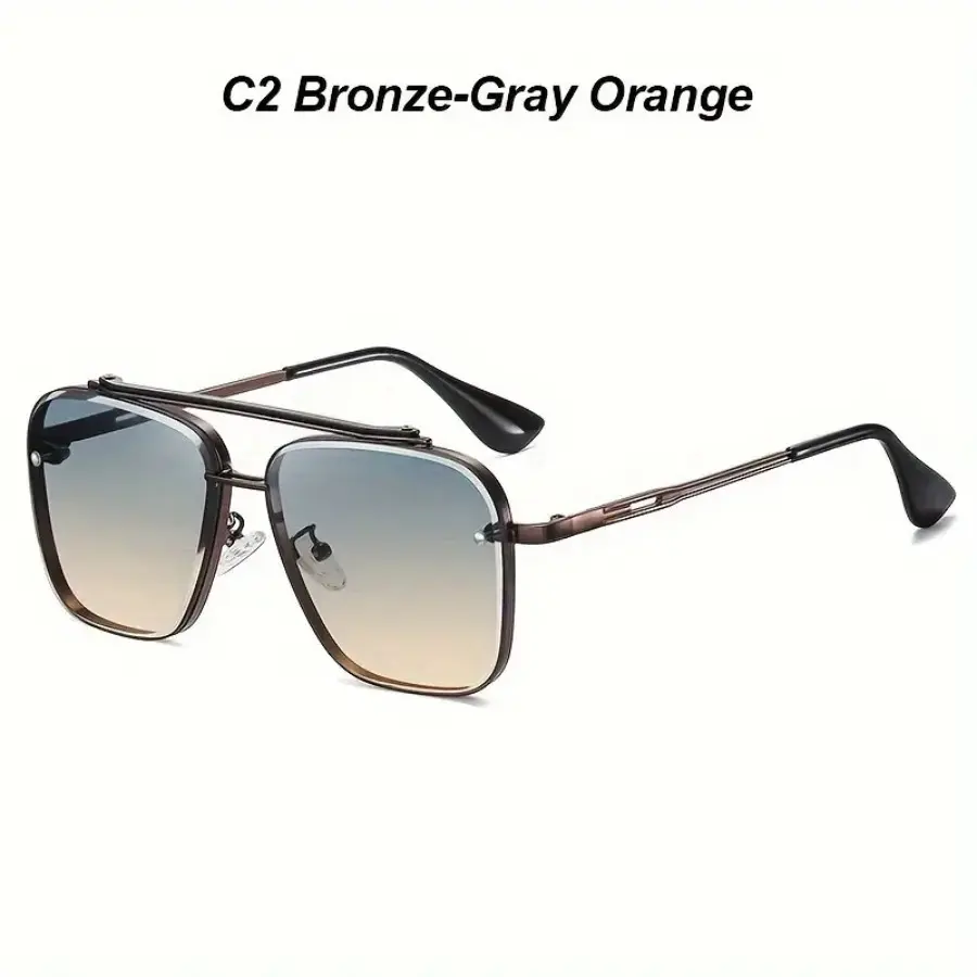 Retro Square Aviator Sunglasses, Polarized Gradient Lens  display picture 1