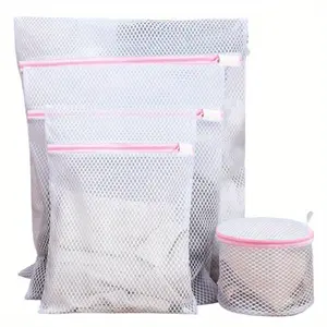 4pcs Heavy-Duty Polyester Laundry Mesh Bags with Secure Zipper Closure, Mesh Wash Bags for Delicates, Underwear, Clothes - Machine Washable Removable Washing Bags
