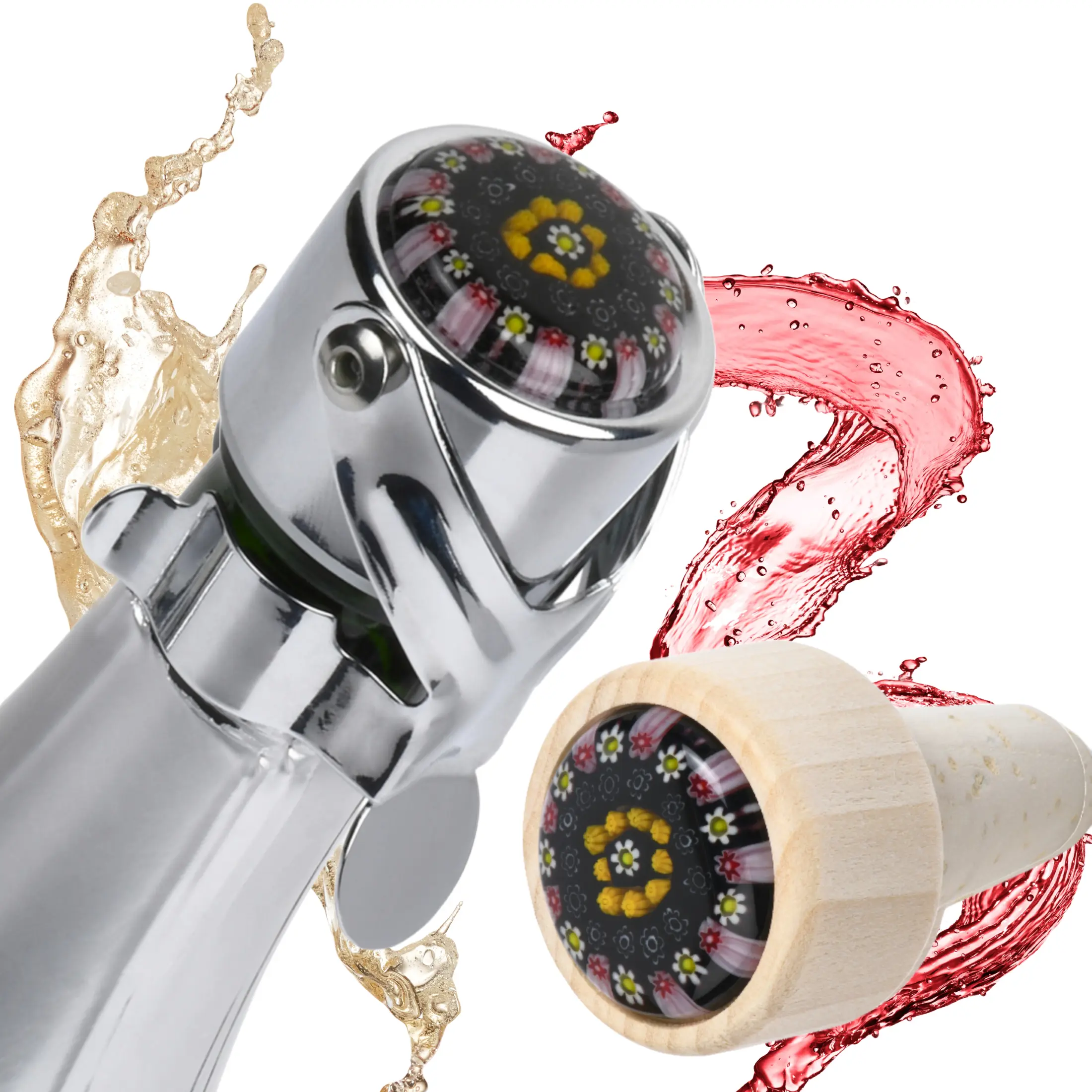 Black Champagne and Wine Stopper Bundle—1 beautiful Champagne Stopper and a matching Wine Bottle Stopper, both packaged to give (or keep for yourself) Glass Utensils