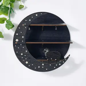 Creative modern minimalist animal-themed circular decorative wall shelf wooden lamb wall home decor storage rack