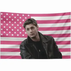 Dean Jensen Star Ackles America Pink Flag Wall, Tapestry Winchester, Funny Poster For College Dorm Decor, Room Decoration Gift