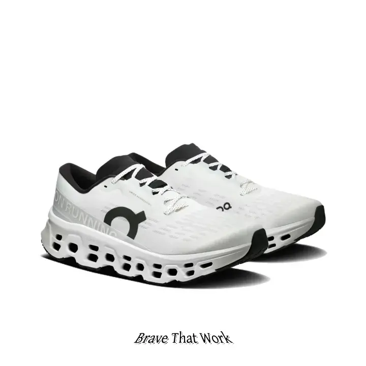 White & Black Running Sneakers, Breathable Knit Mesh Upper, Ultra-Cushioned Hollow-Out Midsole, Lightweight Shock-Absorbing Footwear for Long-Distance Runs & All-Day Casual Wear