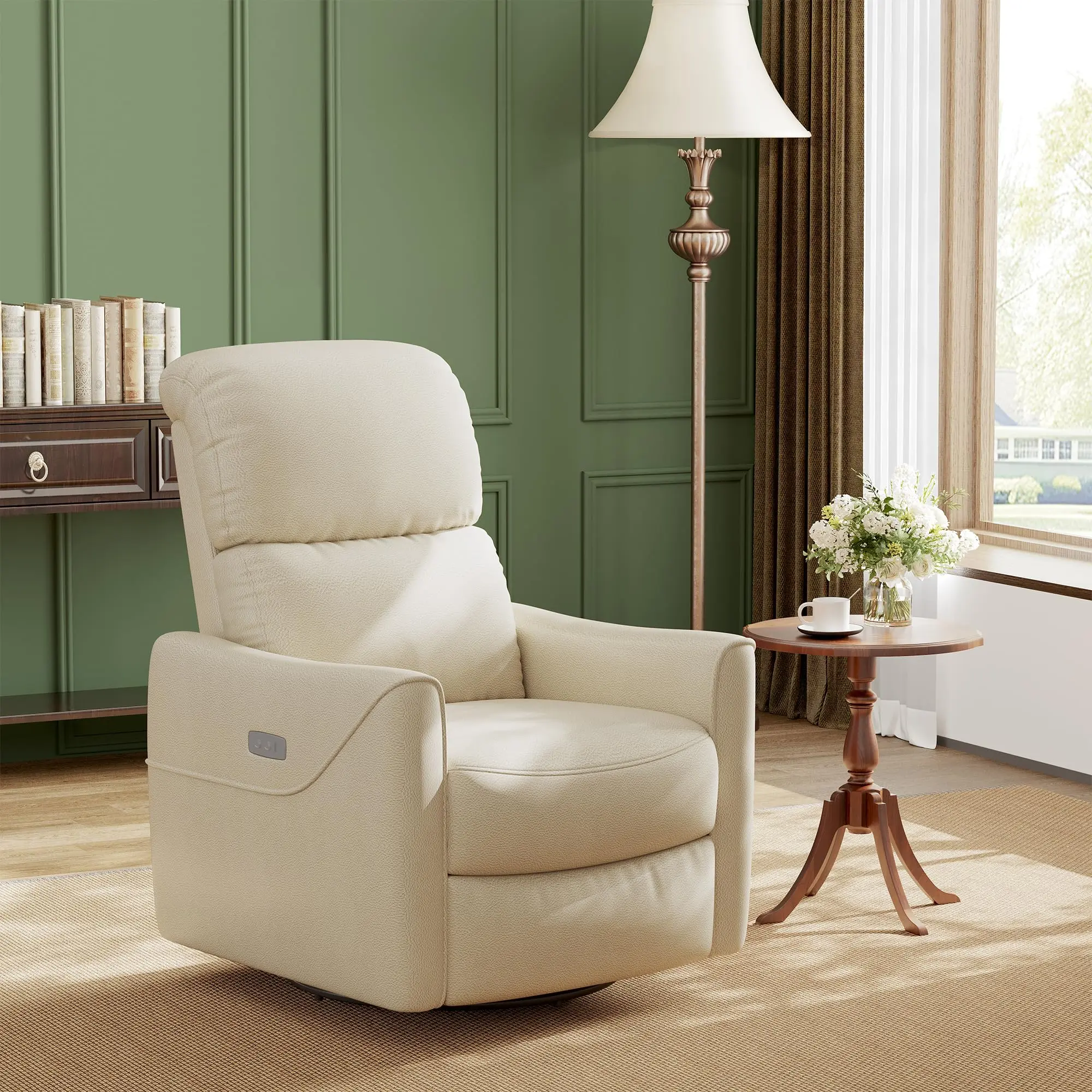 Rocking Recliner Chair – Nursery Power Recliner Rocker Glider with Lumbar Support & Faux Leather Upholstery – Comfortable Rocker Recliner for Living Room, Bedroom, Nursery, Home Theater
