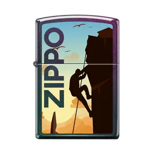 Zippo Lighter - Rock Climber w/ Zippo Logo Iridescent Finish Windproof Performance Lifetime Guarantee Adventure Design
