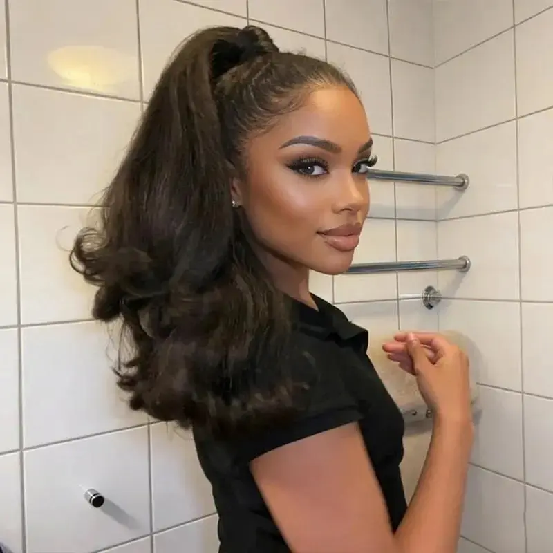 [New In] West Kiss Kinky Straight Ponytail & Clip-In Hair Extensions With Curl Ends 2-Piece Set Half Up Half Down Styles Human Hair