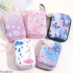 Hard Shell Headphone Storage Case - Multifunctional Portable Printed Durable Compact Organizer for Headset USB Cables & Accessories - Traveler's Essential Tech Protection