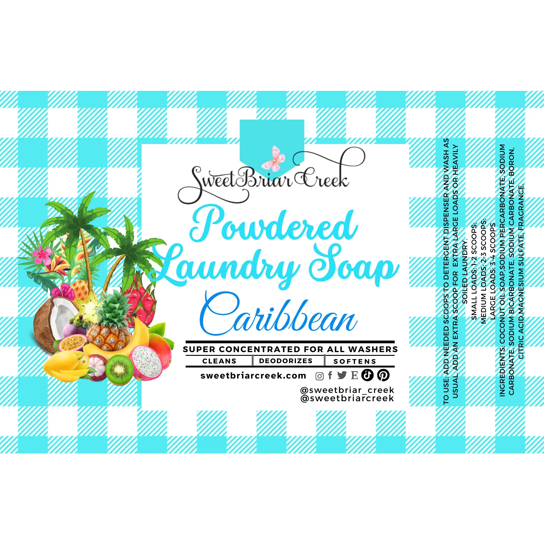 Caribbean Powdered Laundry Soap - 12 oz - Made with Natural Ingredients - Ideal for Laundry Use