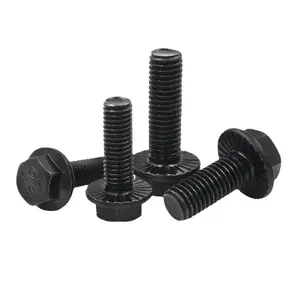 20 count M6-1.0 x 35mm Hex Serrated Flange , Hex Serrated Flange Screws, Full Thread, Grade 10.9 Carbon Steel with Black Oxide Finish
