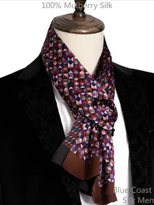 Men's Silk Scarf Tie, Geometric Pattern, Double-Sided Design, Fashion Business Gentleman, All Seasons, Perfect Gift, Tie Neck Scarf