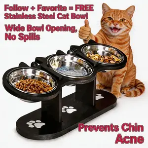 Durable Dog and Cat Feeding and Drinking Dish Raised Bowl for Cats Stainless Steel Pet Bowl Set, Dual Bowls for Cats & Dogs