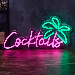 Cocktail Shaped Neon Sign, USB Powered Neon Light, Decorative Neon Sign for Home Party & Bar & Hotel, Summer Beach Party Style Indoor Decor, Led Neon Lights