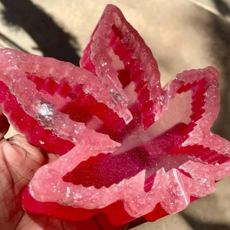 Glittery Pink Leaf Ash Tray