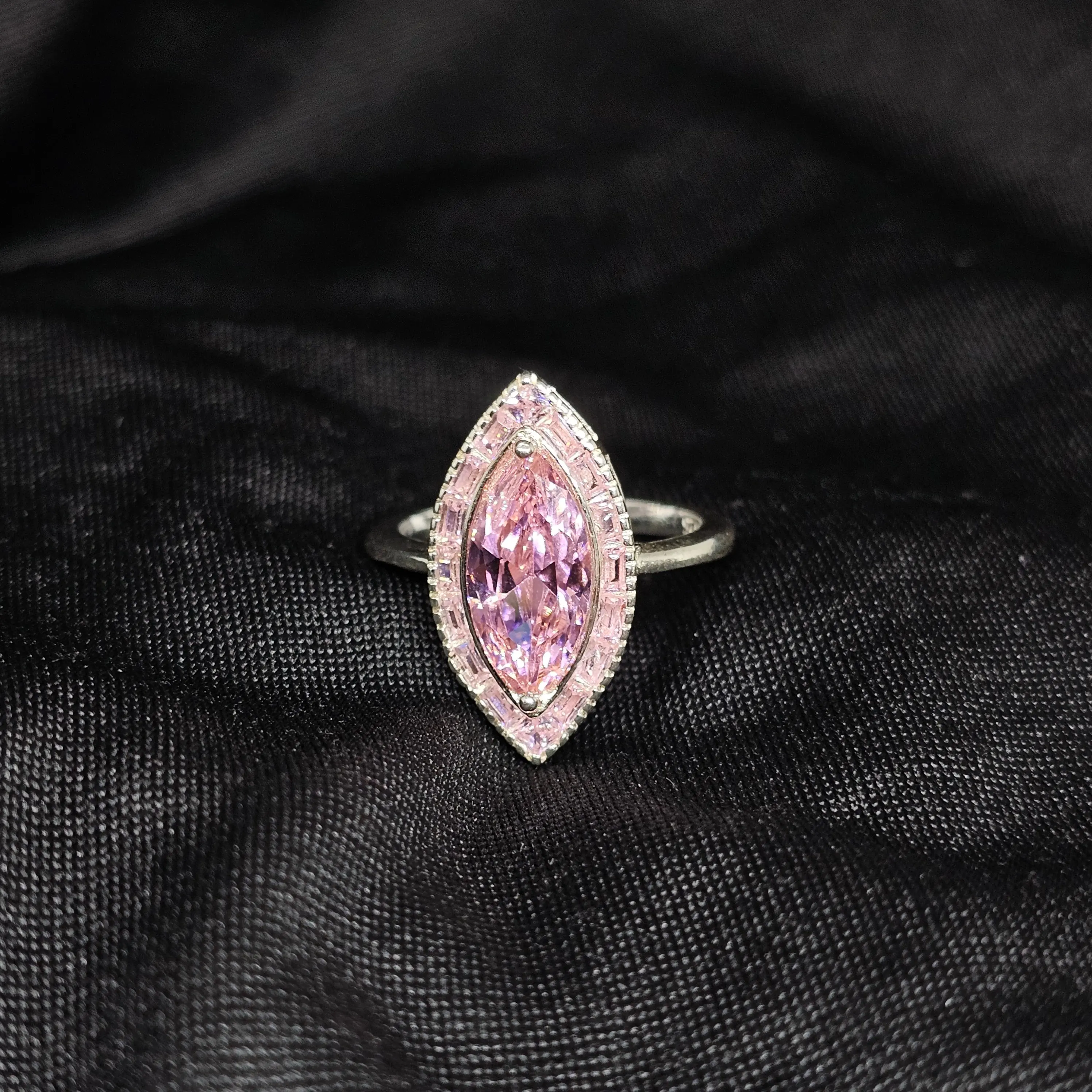 Large Pink Marquise Ring – Size 8, Glamorous Look