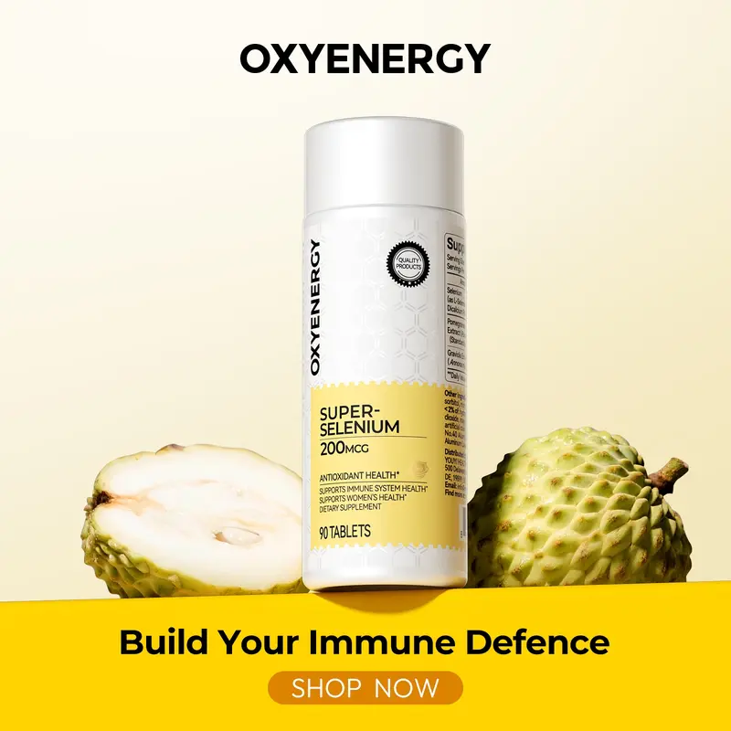 Oxyenergy Edible Organic Selenium Daily Supplement Pack - 200mcg Selenium, Vitamin, Ellagic Acid, Graviola, Essential Minerals, Gluten-Free, Sugar Free, Vegan, Immune Support, Antioxidant Defense, High Absorption, Unflavored, 90 Tablets, Bottle