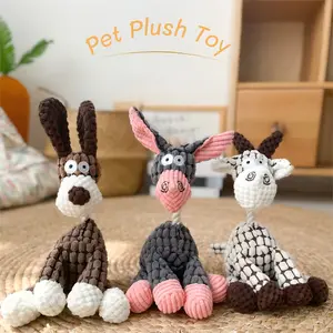 1pics Durable Donkey-Shaped Plush Dog Toy, Interactive Chew-Resistant Squeak Toy for Small Medium Dogs, Perfect Gift for Pet Owners