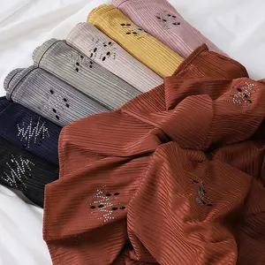 High Quality Knitted Women Striped Diamond Jersey Hijab Scarf